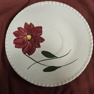 White Dinner Plate with Red Floral Design